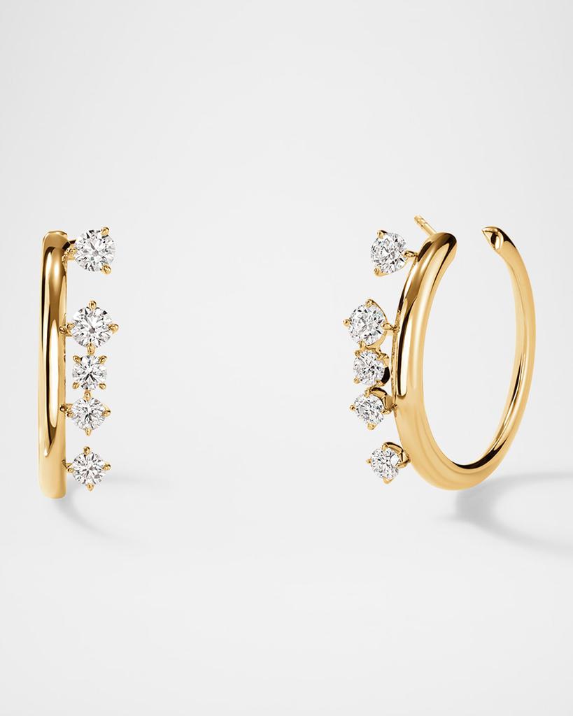 Hearts On Fire 18K Yellow Gold Barre Floating Diamond Small Hoop Earrings