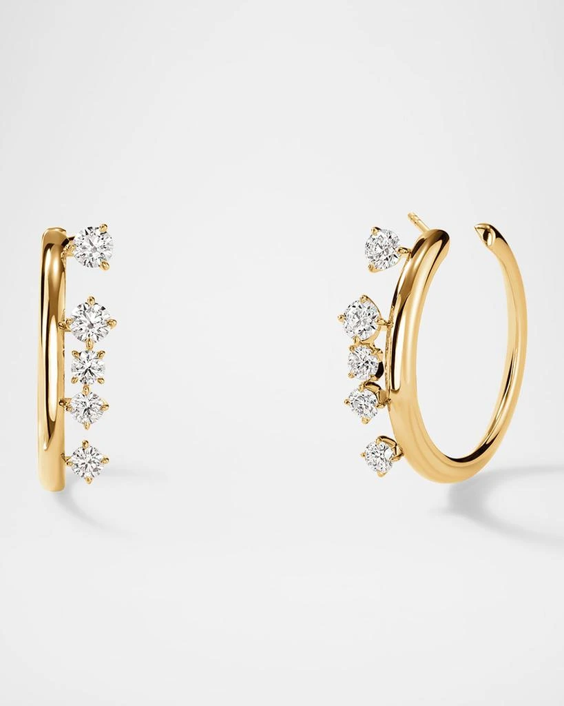 Hearts On Fire 18K Yellow Gold Barre Floating Diamond Small Hoop Earrings 1