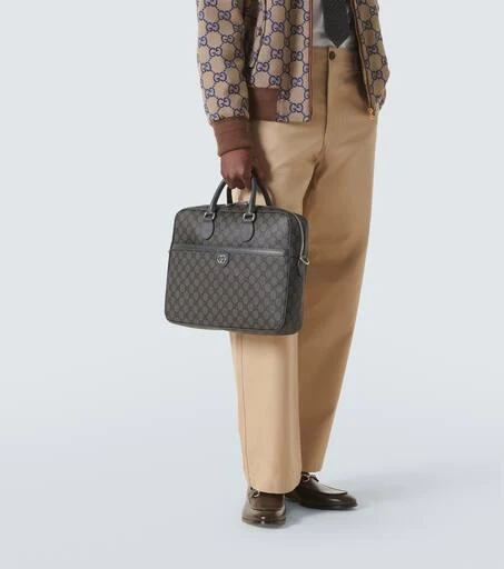 Gucci GG Supreme leather-trimmed briefcase 2