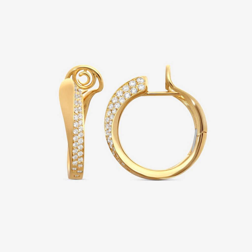 Crivelli Crivelli 18K Yellow Gold Diamond Curved Hoop Earrings E0186E 3