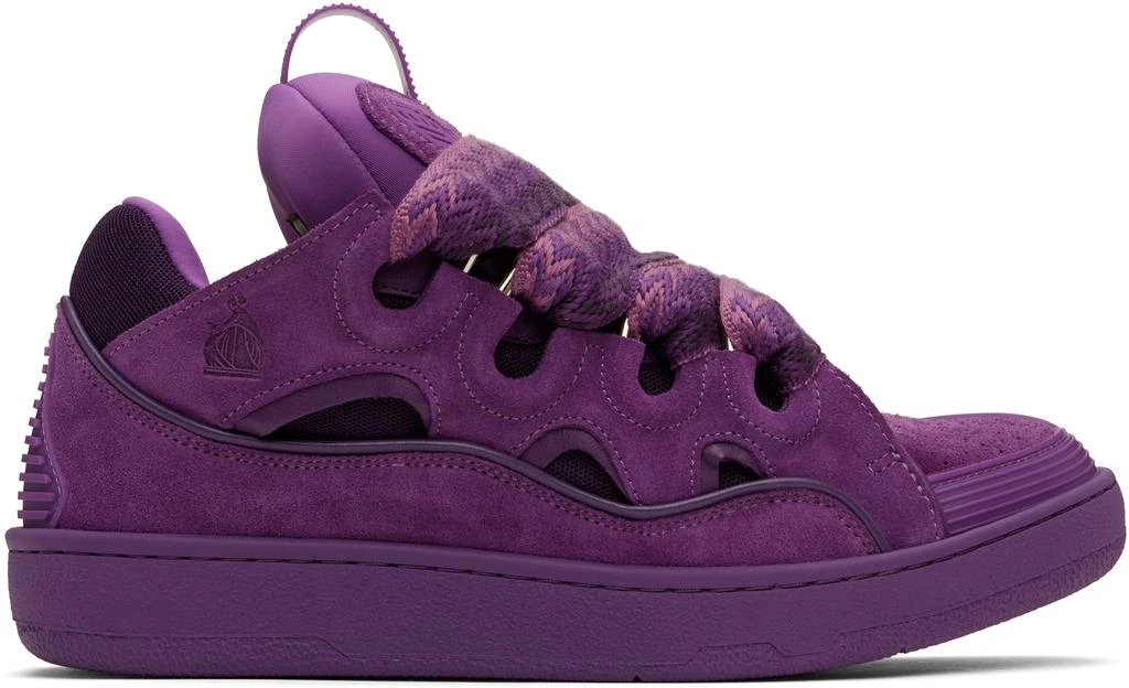 Lanvin Purple Curb Leather Sneakers 1