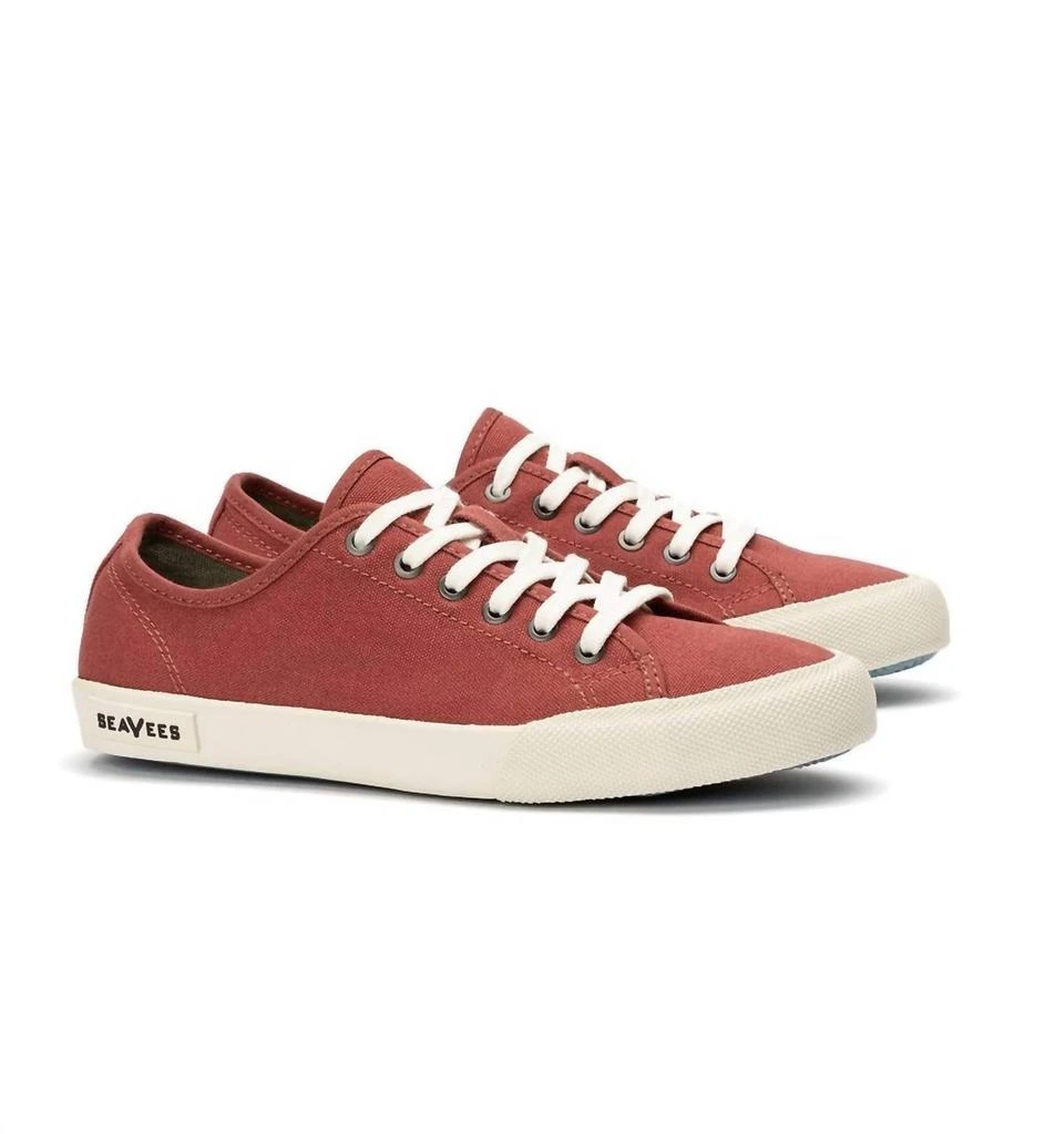 SeaVees Women's Monterey Sneaker Standard Sneaker In Red Ochre Cotton Canvas 1