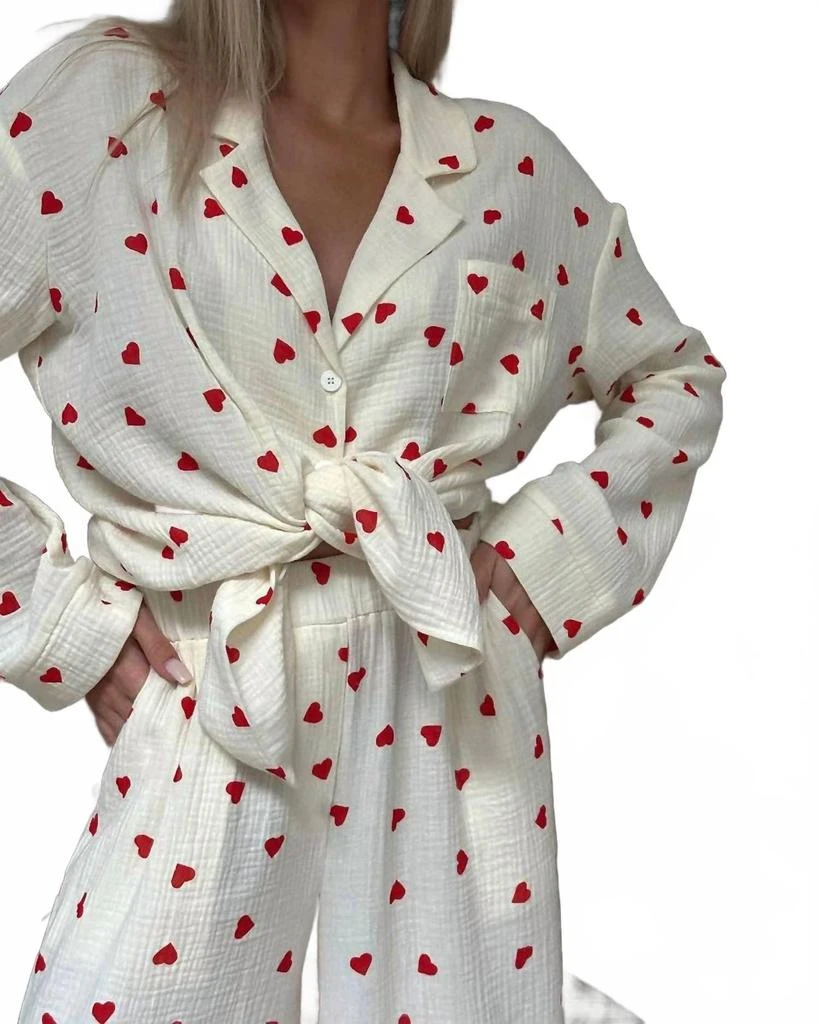 Dipped Shop Women
s Mini Heart Pajama Set In White 4