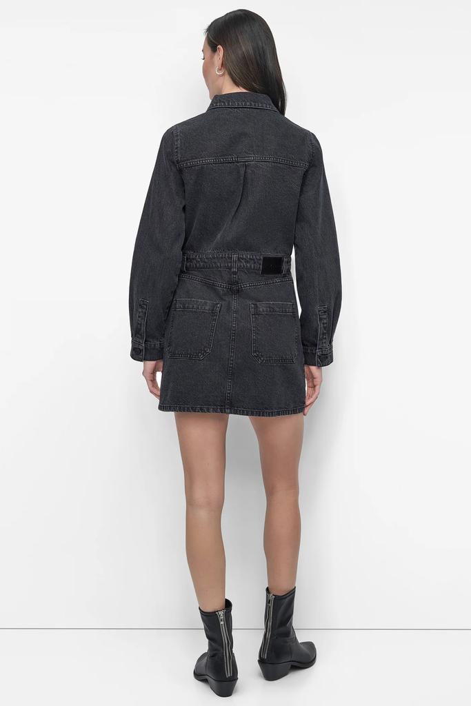 DKNY BUTTON DOWN LONG SLEEVE DENIM DRESS