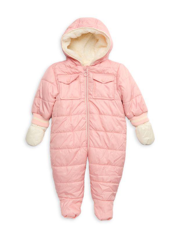 Urban Republic Baby Girl's Hooded Faux Shearling Lined Footie