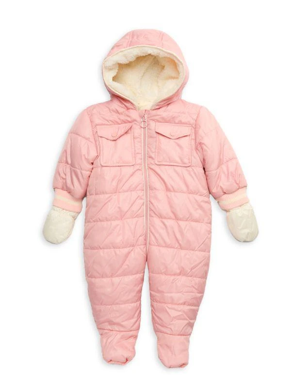 Urban Republic Baby Girl's Hooded Faux Shearling Lined Footie 1