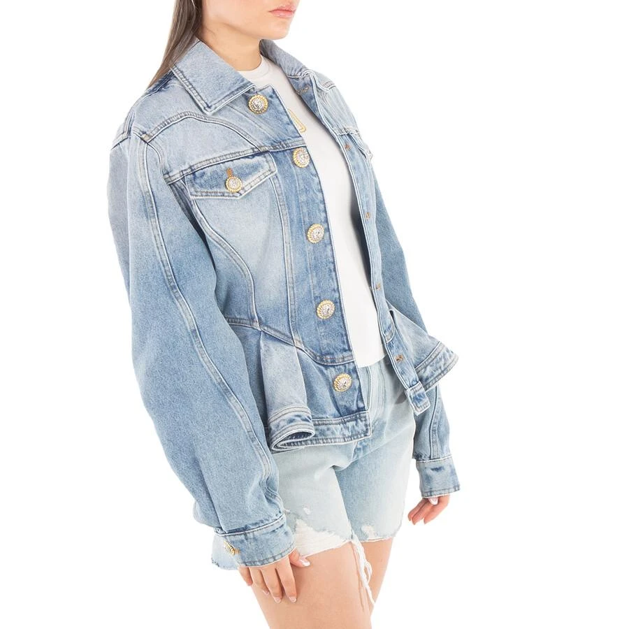 Balmain Logo-Buttons Pleated Denim Blazer 2