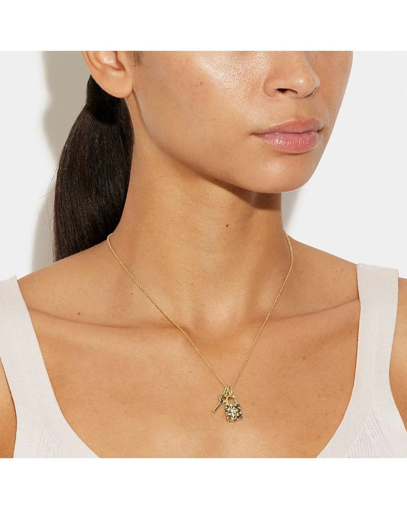Coach Logo Padlock 
Key Charm Necklace, 16" 2