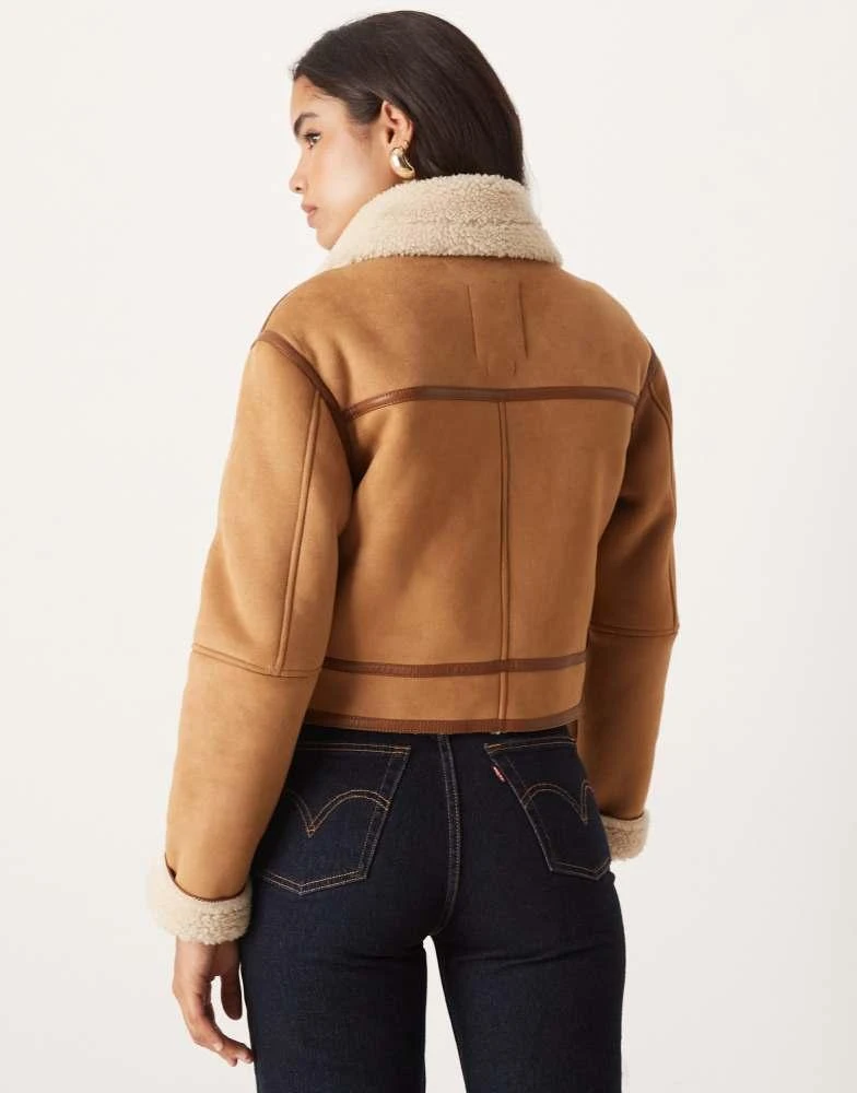 Abercrombie 
Fitch Abercrombie 
Fitch vegan suede shearling short coat in brown 4