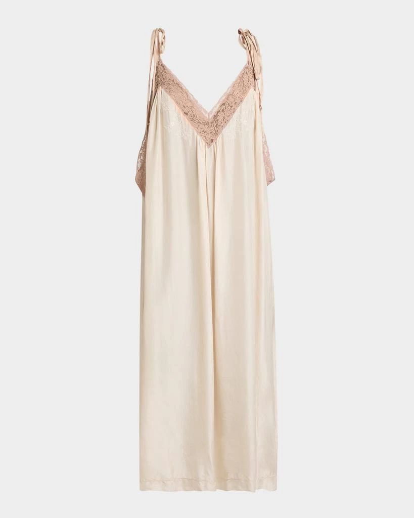 Chloé Long Lace-Trim Silk Slip Dress 1