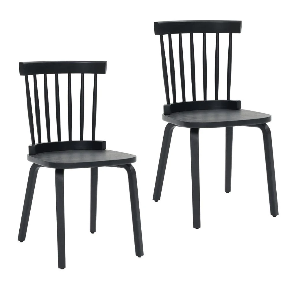 Streamdale Furniture Streamdale Windsor Dining Chairs Set of 2, Wood Farmhouse Spindle Back, Black