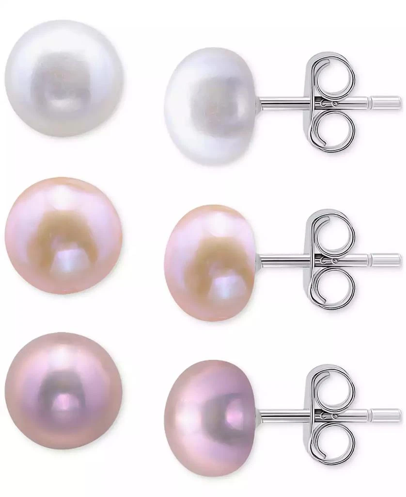 Giani Bernini 3-Pc. Set Freshwater Pearl Stud Earrings in Sterling Silver, Macy
s Exclusive 3