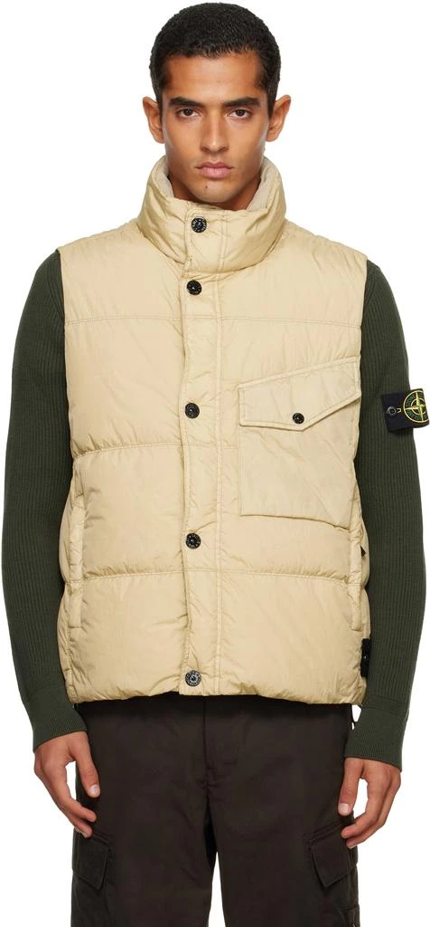 Stone Island Beige G100003 Crinkle Reps NY Down Vest 1