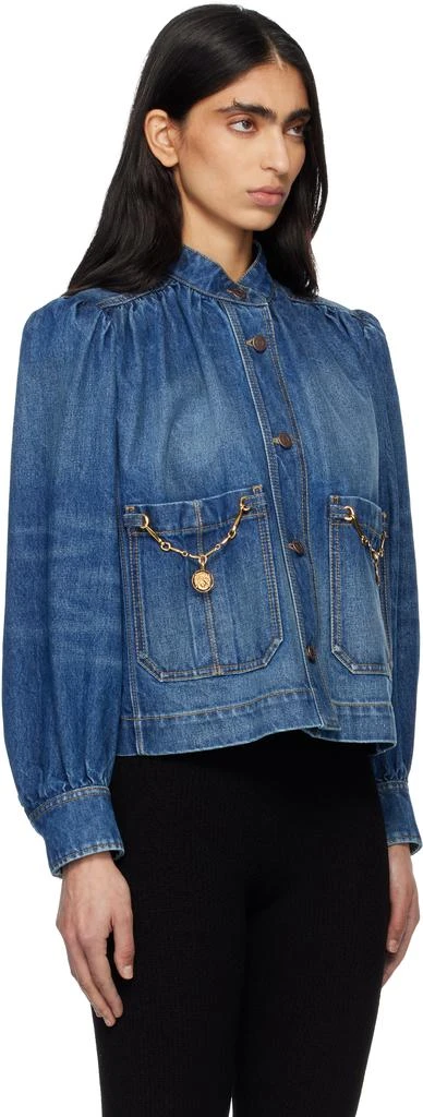 Chloé Indigo High-Neck Gathered Denim Jacket 2