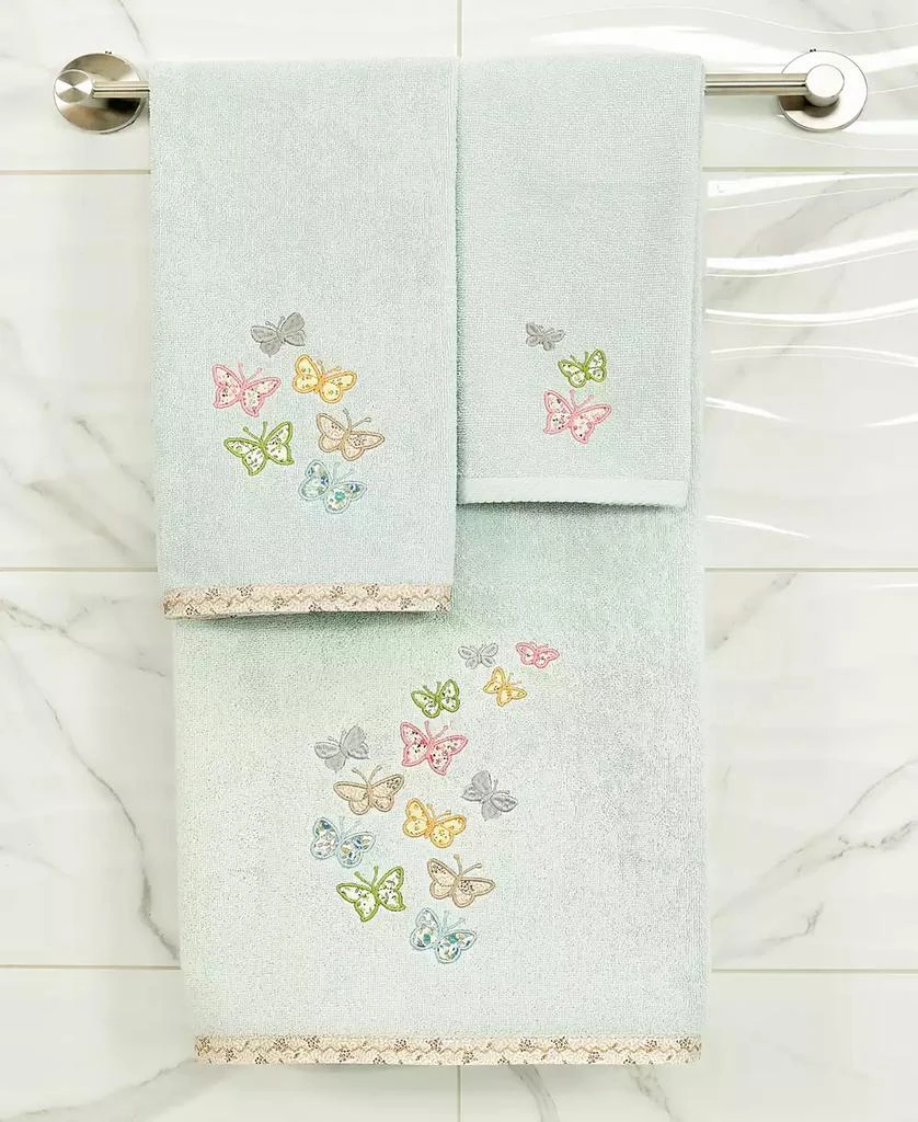 Linum Home Textiles Turkish Cotton Mariposa Embellished 2-Pc. Fingertip Towel Set 2