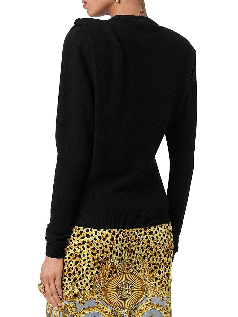 Versace Buckle-Shoulder Wool Sweater 3