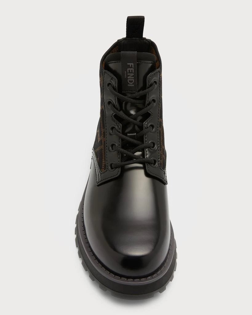 Fendi Men's Monogram Lace-Up Biker Boots 4