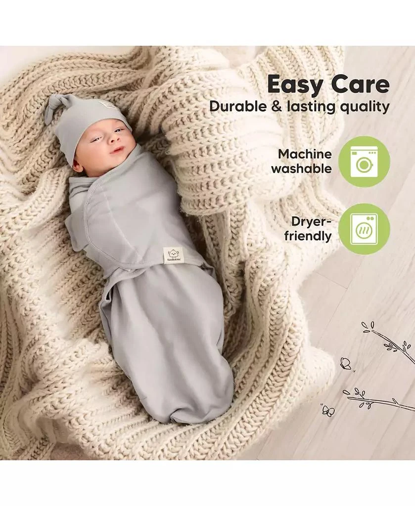 KeaBabies 3-Pack Organic Baby Swaddle Sleep Sacks with Knot Hats, Newborn Baby Swaddles Wrap 0-3 Months, Ergonomic Wearable Blanket 7