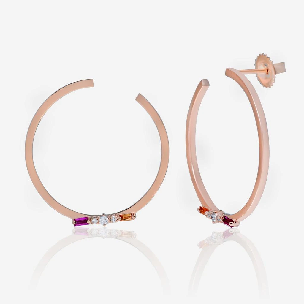 Suzanne Kalan Suzanne Kalan 18K Rose Gold, Pink & Orange Sapphire and Diamond Hoop Earrings BAE407A-RG 3
