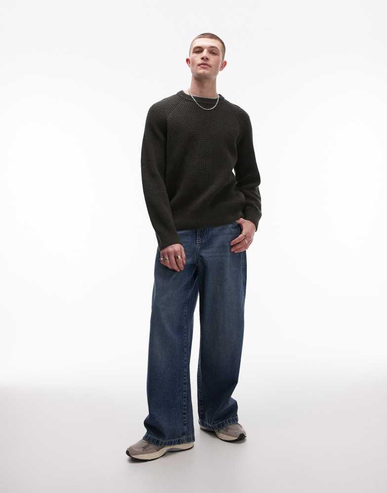 ARKET ARKET linen blend knitted sweater in dark green