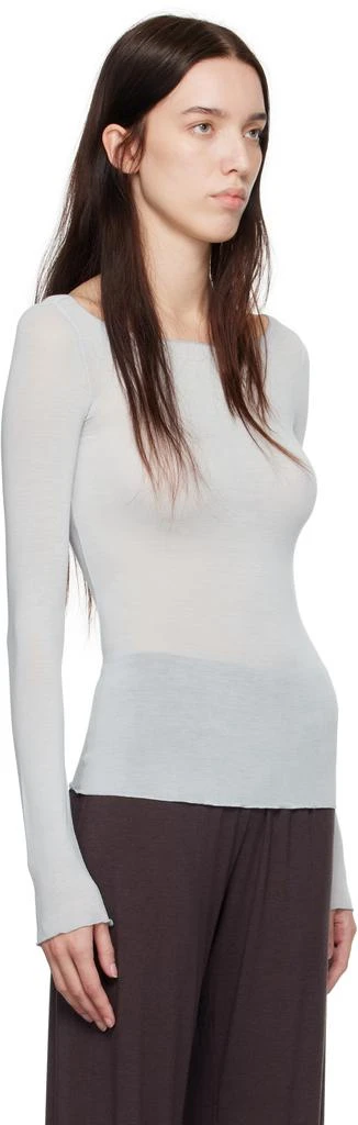 SKIMS SSENSE Exclusive Blue Sheer Modal Long Sleeve Boat Neck T-shirt 2