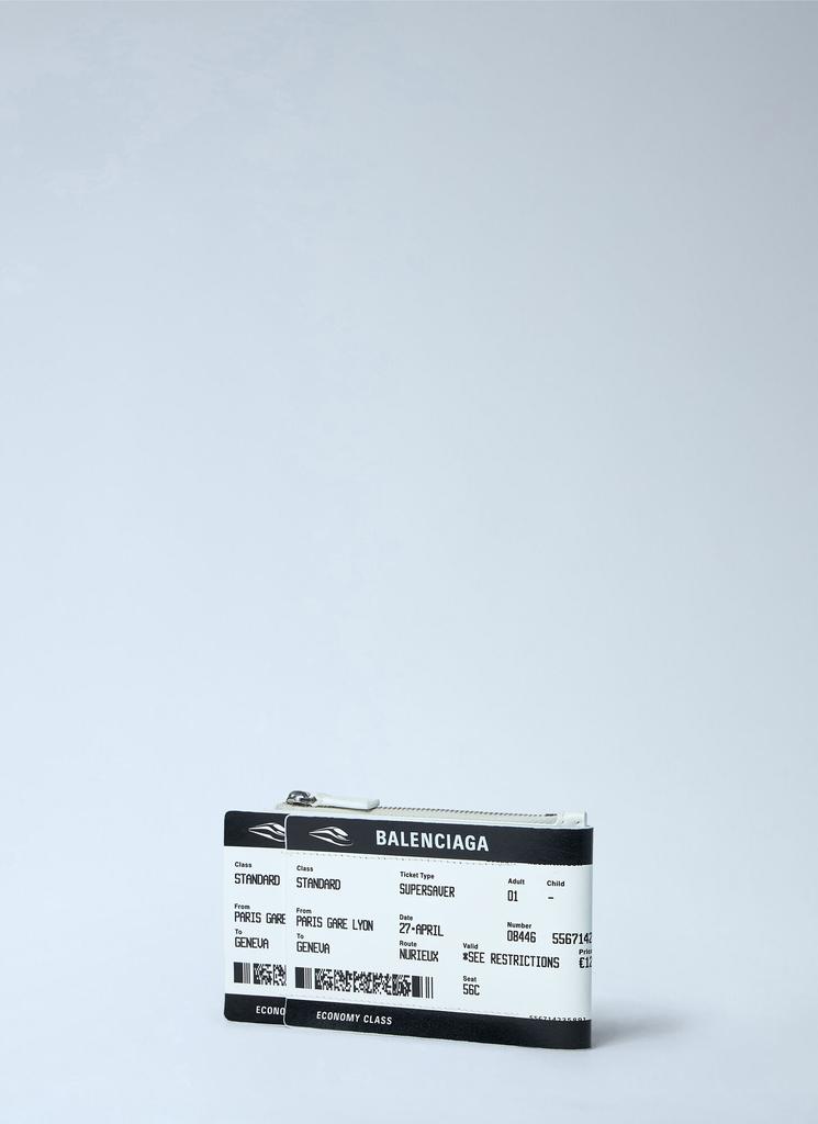 Balenciaga Ticket-Print Leather Zip Pouch