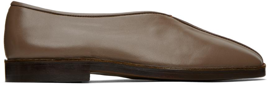 LEMAIRE Taupe Flat Piped Slippers