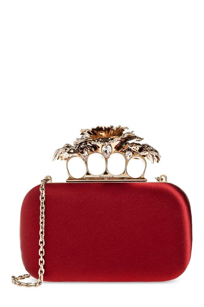 Alexander McQueen Alexander McQueen Carnation Knuckle Embellished Clutch Bag
