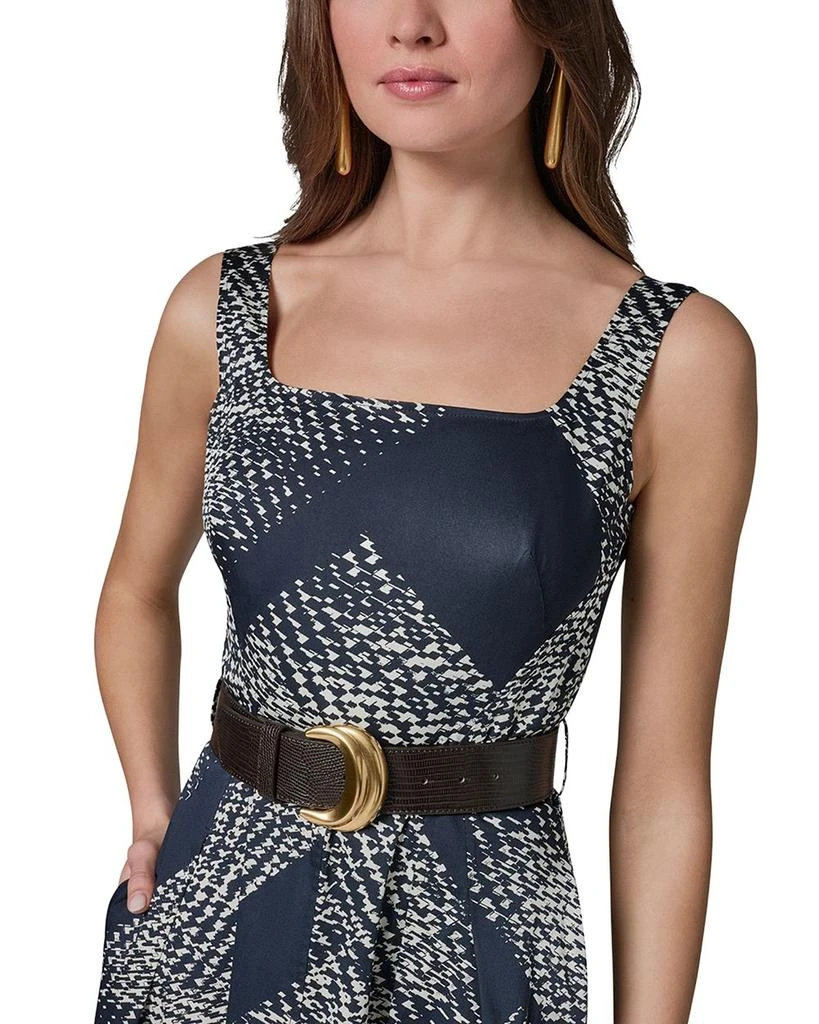 Donna Karan Printed Square Neck Belted Midi Dress 3