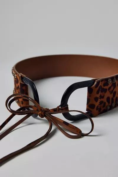 Urban Outfitters Studded Cheetah Animal Print Tie Belt 2