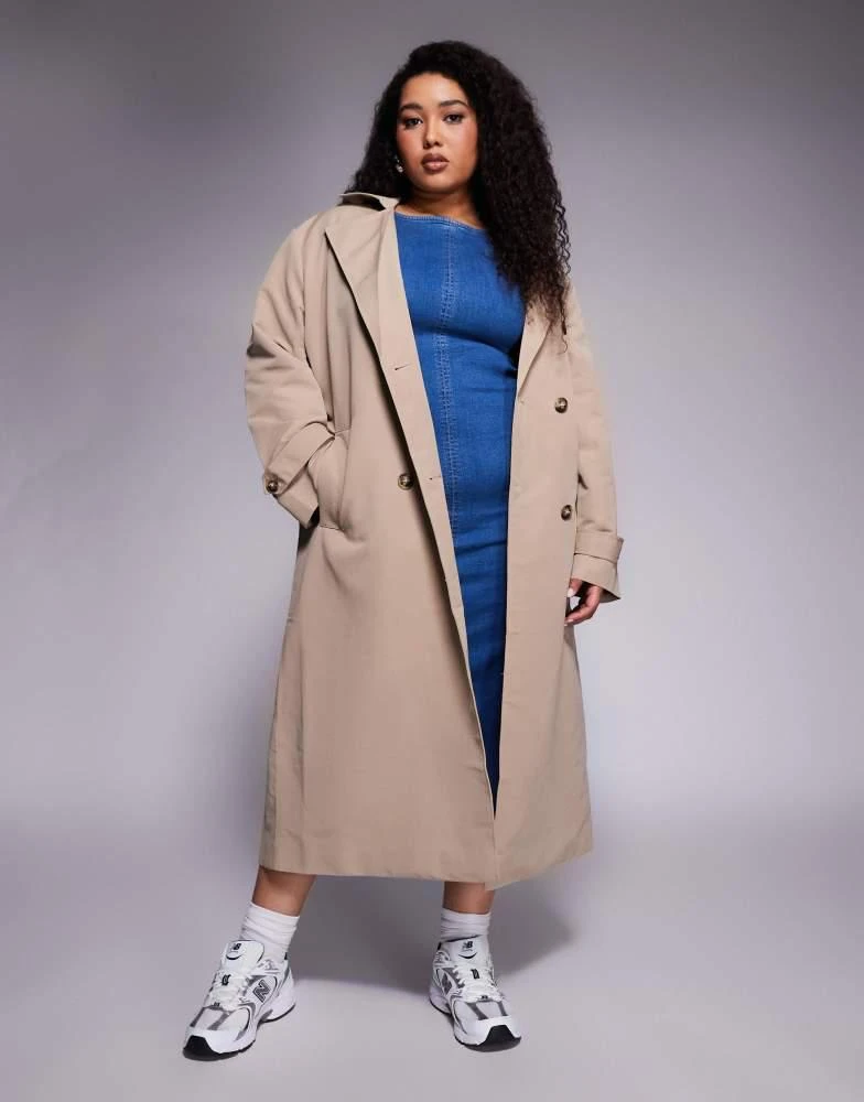 ASOS Design Curve denim minimal midi dress in dark wash-Blue ASOS Design Curve denim minimal midi dress in dark wash-Blue