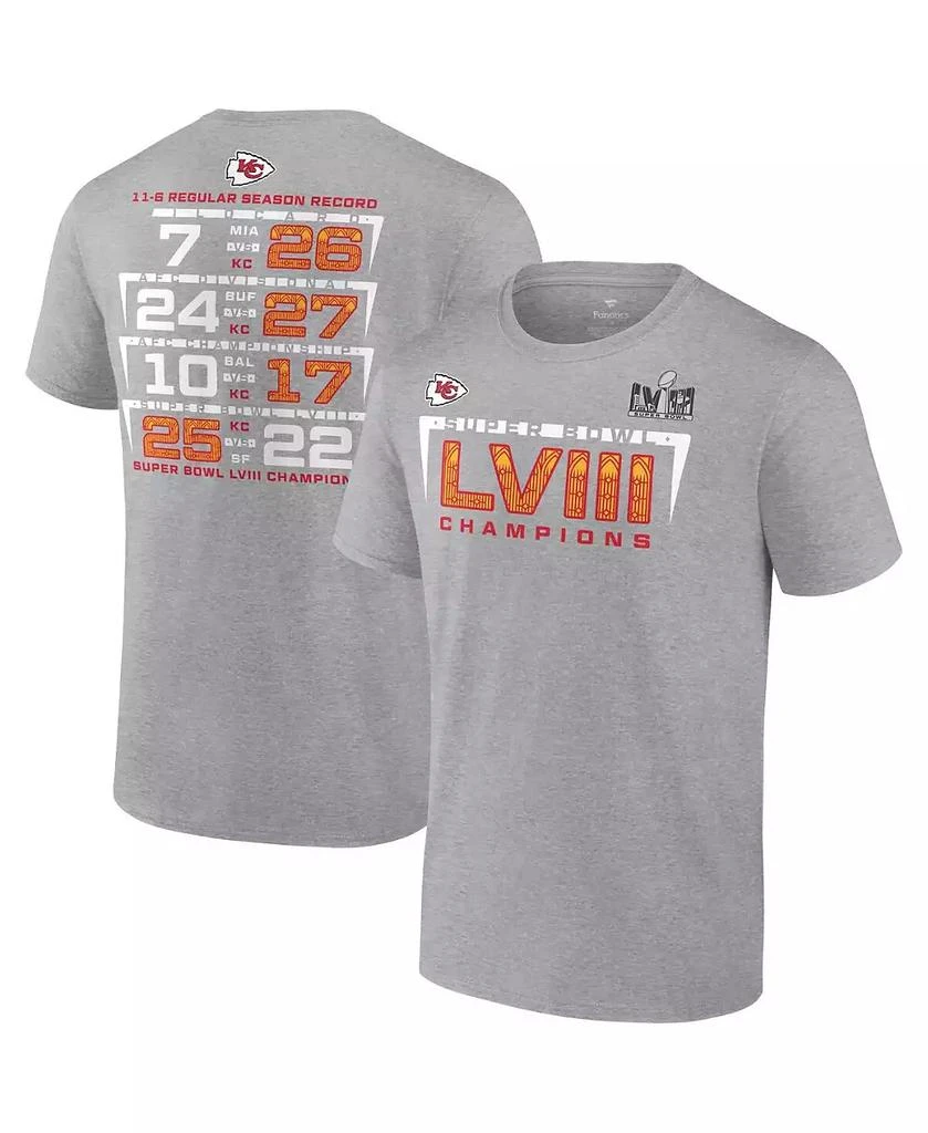 Fanatics Men's Heather Charcoal Kansas City Chiefs Super Bowl LVIII Champions Counting Points Score T-shirt 1