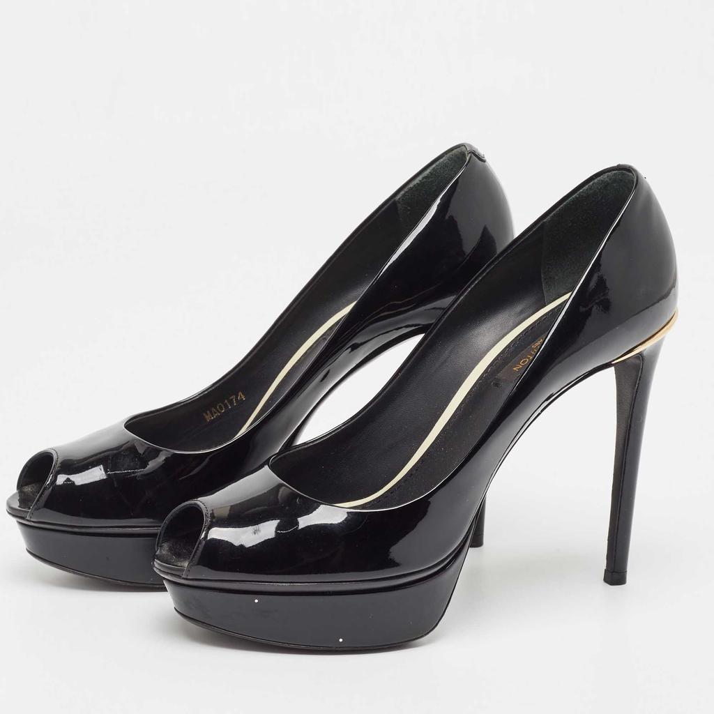 Louis Vuitton Louis Vuitton Black Patent Leather Peep Toe