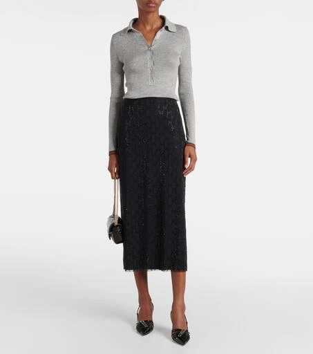 Gucci GG crystal-embellished tulle midi skirt 2
