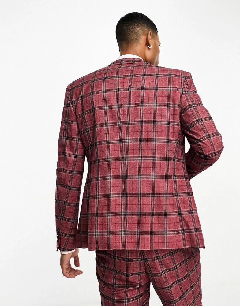 Harry Brown Harry Brown skinny suit jacket in red tartan 4