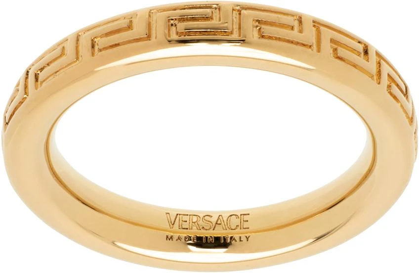 Versace Gold Engraved Greek Key Ring 1