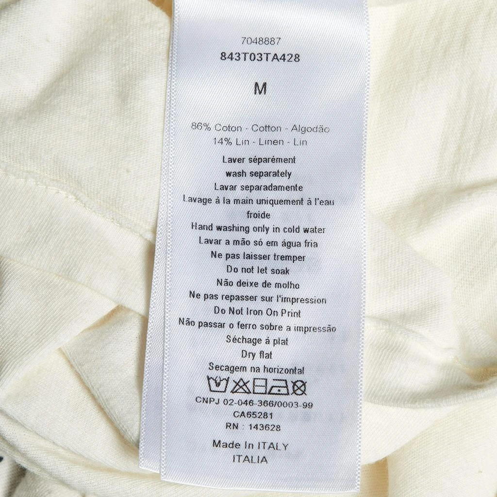 Dior Dior Ivory Slogan Print Cotton & Linen Crew Neck T-Shirt M 5