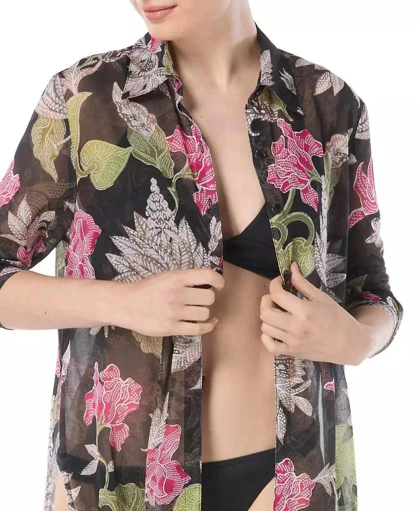 Carmen Marc Valvo Women's Printed Convertible Shirt Swim Cover-Up 4