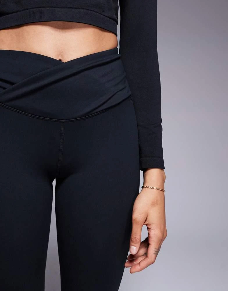 ASOS 4505 Tall Icon soft touch wrap waist slim kick yoga legging in black 5