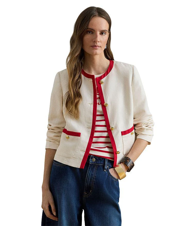 Ralph Lauren Two Tone Linen Blend Twill Blazer