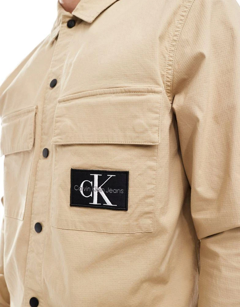 Calvin Klein Calvin Klein Jeans cargo overshirt in beige 3