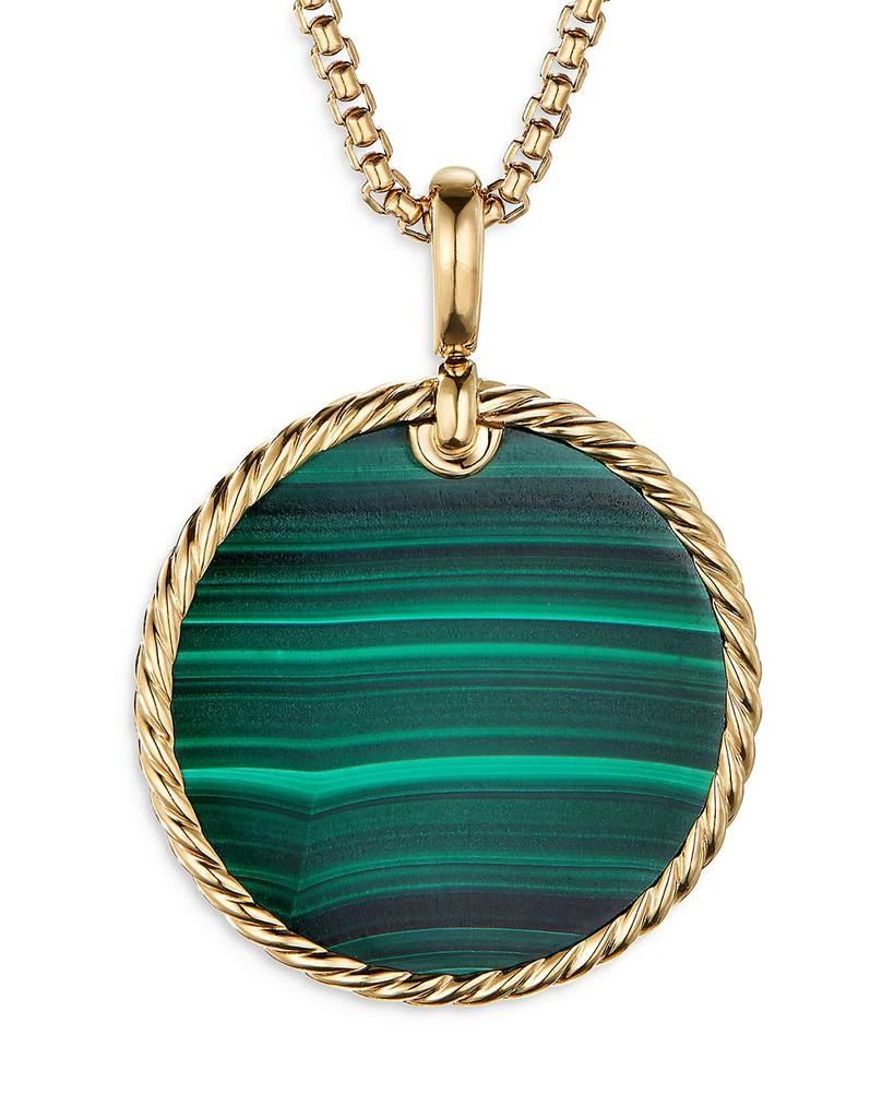 David Yurman 18K Yellow Gold DY Elements® Disc Pendant with Malachite 4