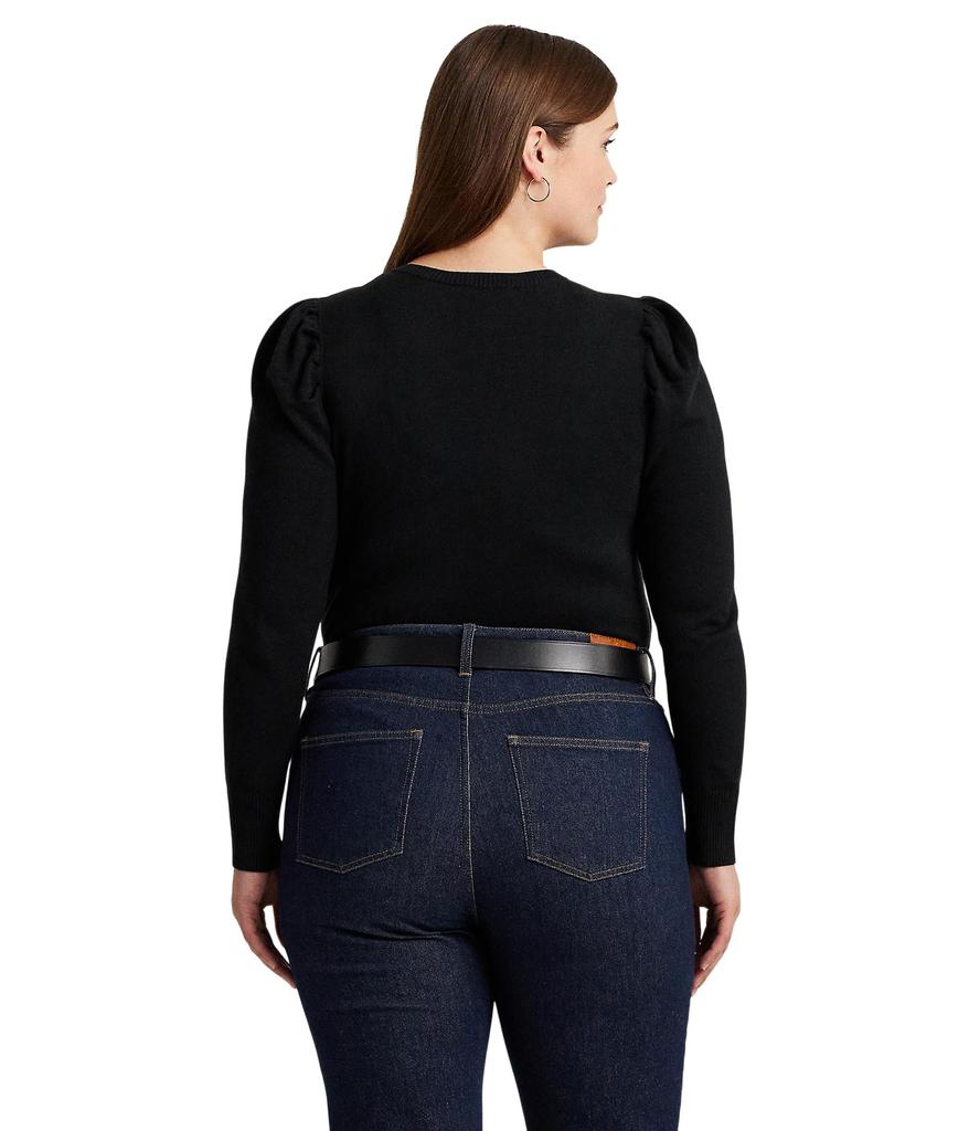 LAUREN Ralph Lauren Plus-Size Cotton-Blend Puff-Sleeve Sweater