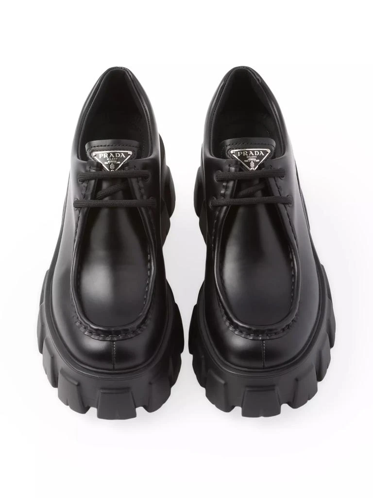 Prada Monolith Brushed Leather Lace-Up Shoes 3