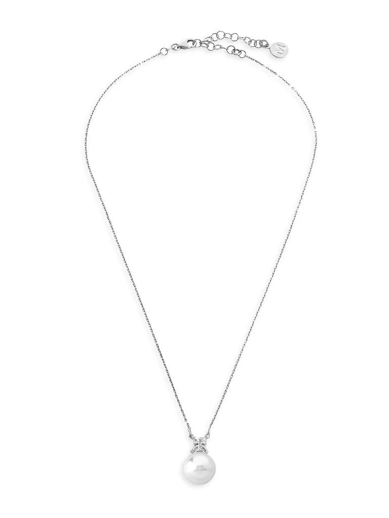 Majorica Selene Rhodium-Plated, Lab-Grown Pearl & Cubic Zirconia Pendant Necklace 1