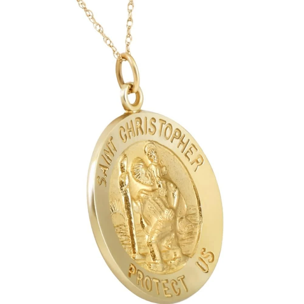 Pompeii3 14k Yellow Gold St. Christopher Medal Pendant 1" Tall 3 Grams 2