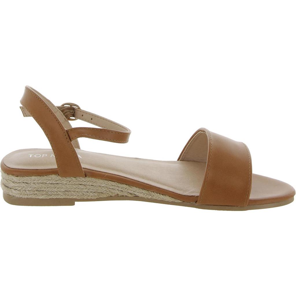 Top Moda Ulana Womens Faux Leather Ankle Strap Wedge Sandals