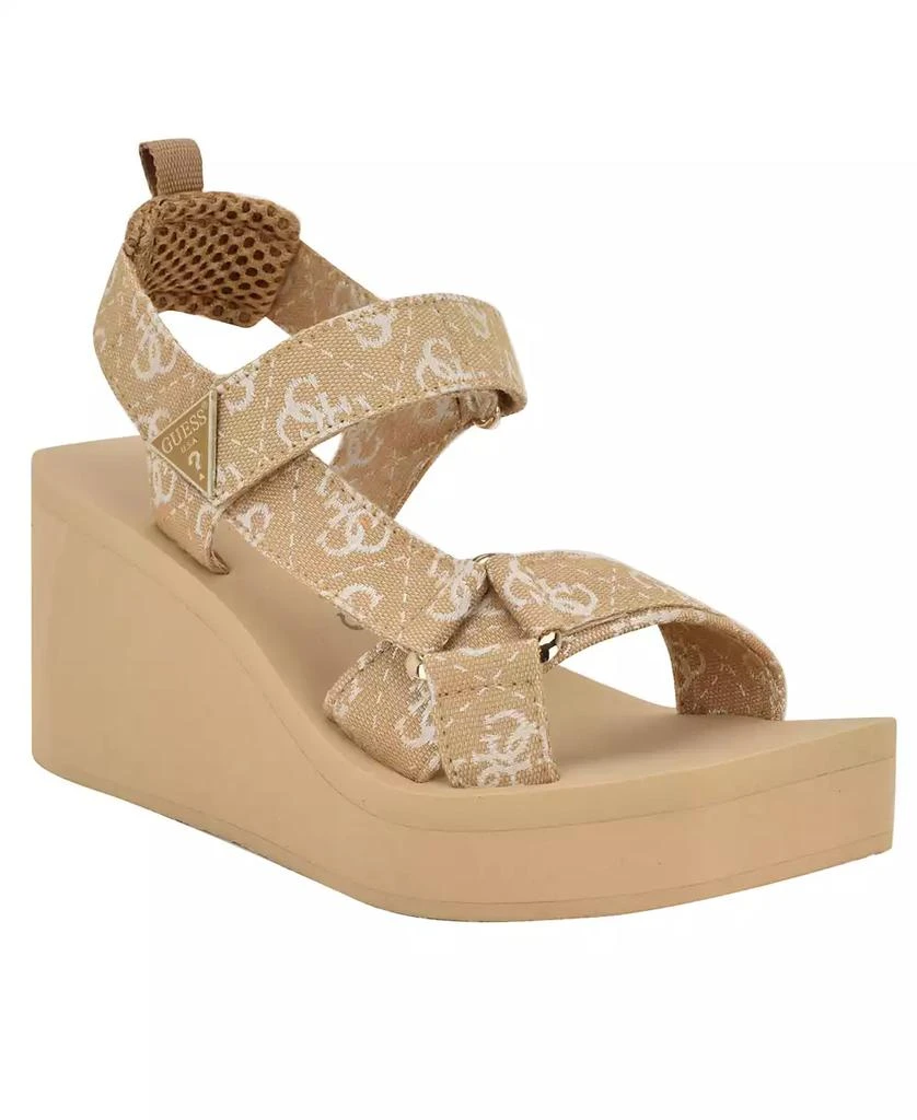 GUESS Women
s Daysa Quattro-G Strappy Eva Wedge Sandals 1