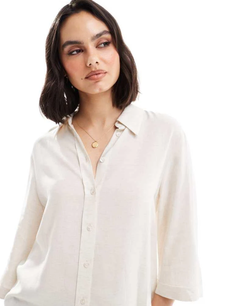 ASOS ASOS DESIGN relaxed fit linen shirt in natural 2