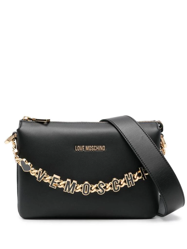 Love Moschino Love Moschino Black Shoulder Bag With Gold Chain And Black Logo 1
